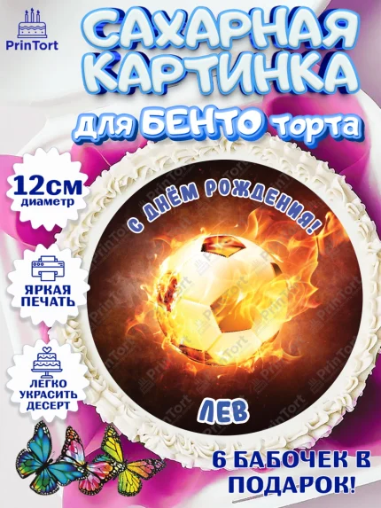 Сахарные круги 12см PT05, Футбол, Мальчик, Лев, День рождения, арт. PT0514584