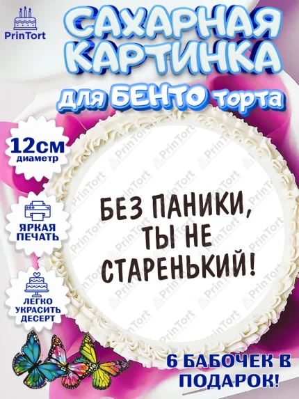 Сахарные круги 12см PT05, Без паники, монеты, бабочка, кошелек, часы, Мальчик, День рождения, арт. PT0516283