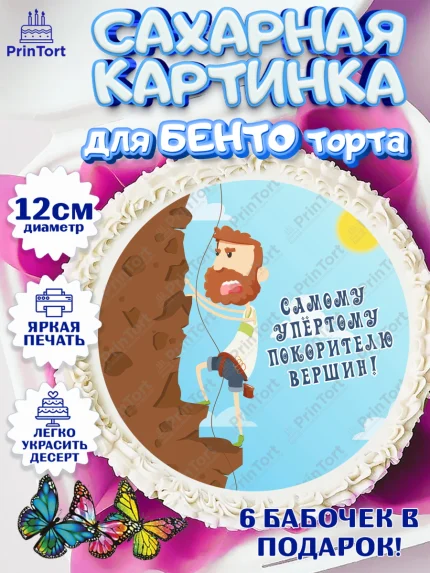 Сахарные круги 12см PT05, Скалолазание, горы, Девочка, День рождения, арт. PT0516697