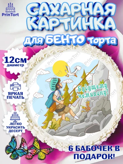 Сахарные круги 12см PT05, Скалолазание, горы, Девочка, День рождения, арт. PT0516700