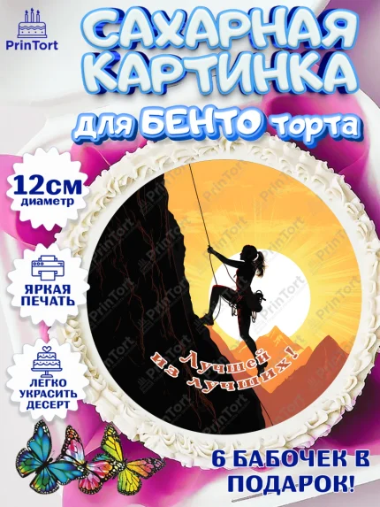Сахарные круги 12см PT05, Скалолазание, горы, Девочка, День рождения, арт. PT0516709