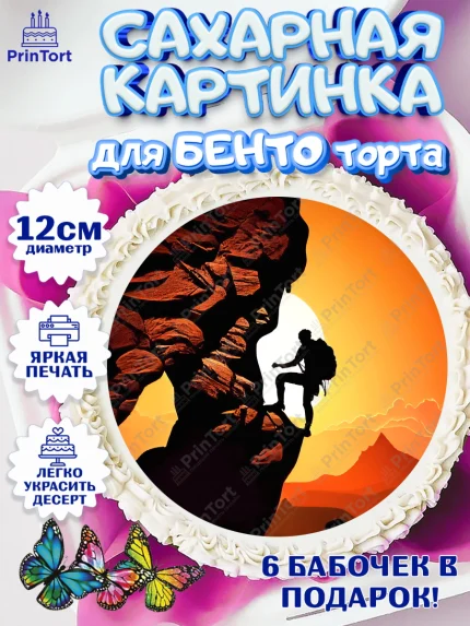 Сахарные круги 12см PT05, Скалолазание, горы, Девочка, День рождения, арт. PT0516712