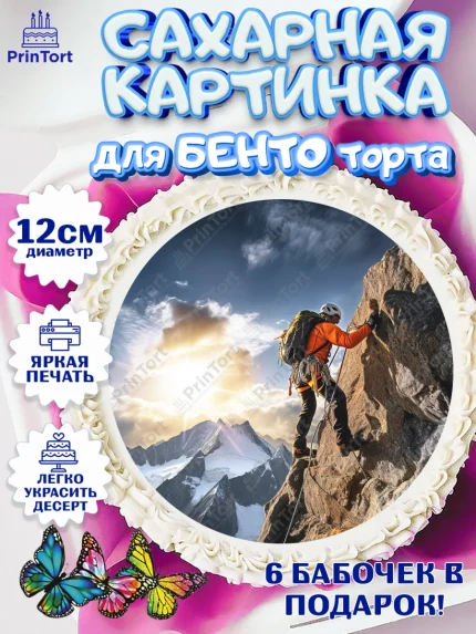 Сахарные круги 12см PT05, Скалолазание, горы, Девочка, День рождения, арт. PT0516713