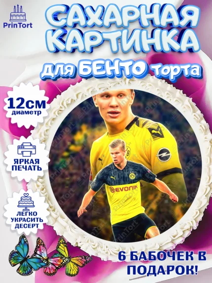 Сахарные круги 12см PT05, Эрлинг Холланд, футболист Эрлинг Холланд, Мальчик, День рождения, арт. PT0517115