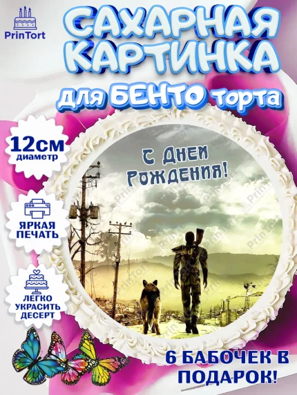 Сахарные круги 12см PT05, Фоллаут, Fallout, Девочка, День рождения, арт. PT0518022