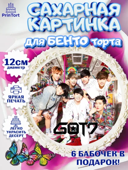 Сахарные круги 12см PT05, Гот7, Группа ГОТ7 К-ПОП, GOT7 K-POP, Девочка, День рождения, арт. PT0518135