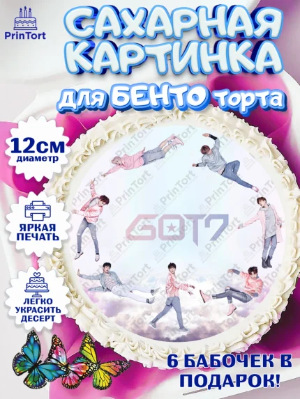 Сахарные круги 12см PT05, Гот7, Группа ГОТ7 К-ПОП, GOT7 K-POP, Девочка, День рождения, арт. PT0518140