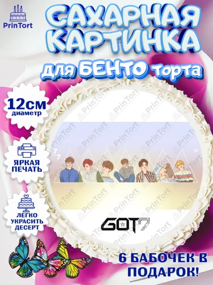 Сахарные круги 12см PT05, Гот7, Группа ГОТ7 К-ПОП, GOT7 K-POP, Девочка, День рождения, арт. PT0518145