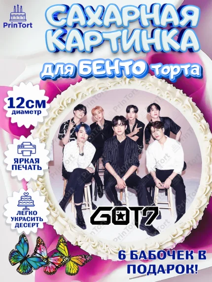 Сахарные круги 12см PT05, Гот7, Группа ГОТ7 К-ПОП, GOT7 K-POP, Девочка, День рождения, арт. PT0518146