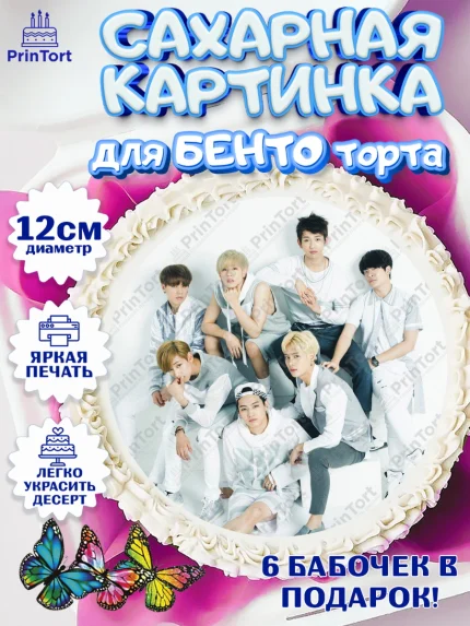 Сахарные круги 12см PT05, Гот7, Группа ГОТ7 К-ПОП, GOT7 K-POP, Девочка, День рождения, арт. PT0518147