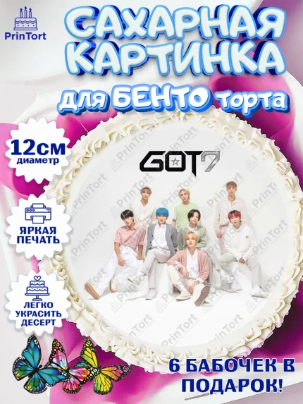 Сахарные круги 12см PT05, Гот7, Группа ГОТ7 К-ПОП, GOT7 K-POP, Девочка, День рождения, арт. PT0518148