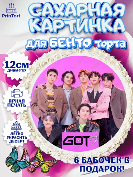 Сахарные круги 12см PT05, Гот7, Группа ГОТ7 К-ПОП, GOT7 K-POP, Девочка, День рождения, арт. PT0518150