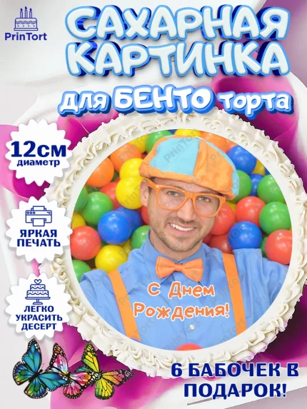 Сахарные круги 12см PT05, Герой Блиппи, Блиппи, Девочка, День рождения, арт. PT0518598