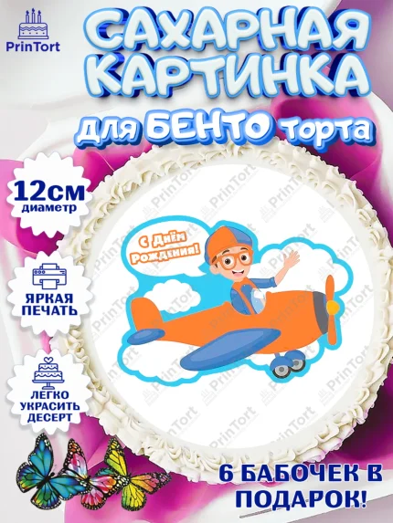 Сахарные круги 12см PT05, Герой Блиппи, Блиппи, Девочка, День рождения, арт. PT0518604