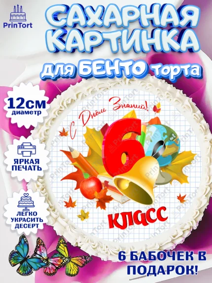 Сахарные круги 12см PT05, 1 сентября, Школа, глобус, книги, тетради, осень, день знаний, Девочка, арт. PT0518617