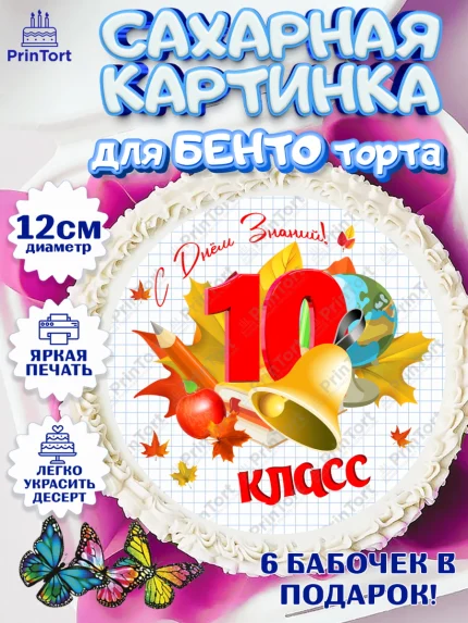 Сахарные круги 12см PT05, 1 сентября, Школа, глобус, книги, тетради, осень, день знаний, Девочка, арт. PT0518621