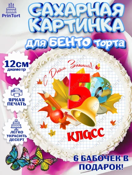 Сахарные круги 12см PT05, 1 сентября, Школа, глобус, книги, тетради, осень, день знаний, Девочка, арт. PT0518627