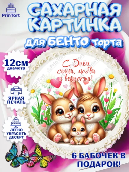 Сахарные круги 12см PT05, День семьи, любви и верности, Девочка, арт. PT0518764