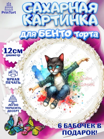 Сахарные круги 12см PT05, Квадробика мальчики, мальчик, подросток, квадробика, маска кота, маска, арт. PT0518860