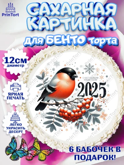 Сахарные круги 12см PT05, Новый год, Новый 2025 год, Ёлка, Дед Мороз, снеговик, ёлочные игрушки, арт. PT0518900