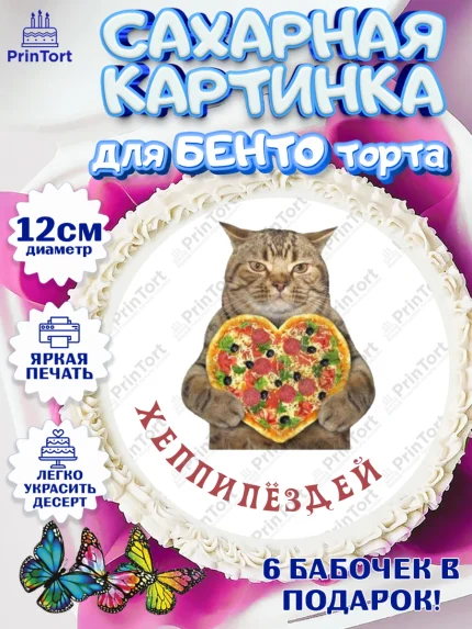 Сахарные круги 12см PT05, Мемы и коты, кот, мемный кот, кошка, приколы, Девочка, День рождения, арт. PT0519321