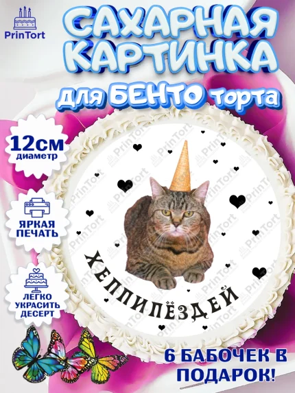 Сахарные круги 12см PT05, Мемы и коты, кот, мемный кот, кошка, приколы, Девочка, День рождения, арт. PT0519324