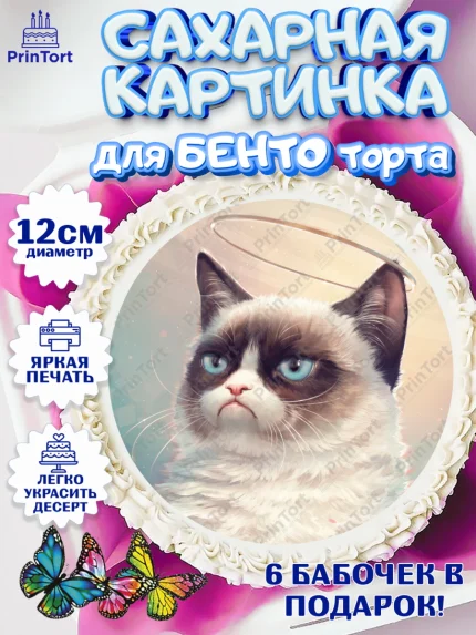 Сахарные круги 12см PT05, Мемы и коты, кот, мемный кот, кошка, приколы, Девочка, День рождения, арт. PT0519330