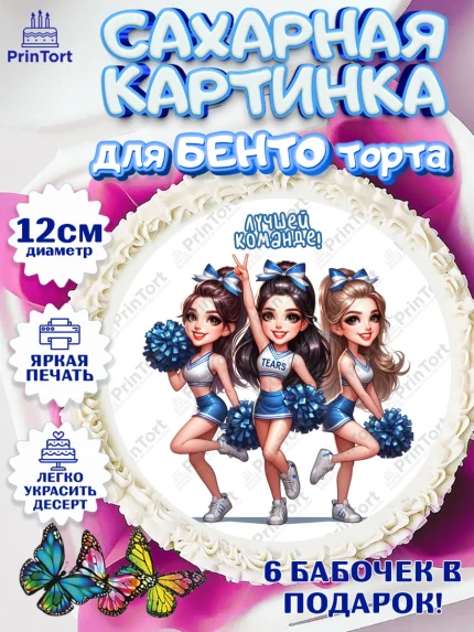 Сахарные круги 12см PT05, Чирлидинг, чарлидинг, помпоны для чарлидинга, девушки, команда, Девочка, арт. PT0519710
