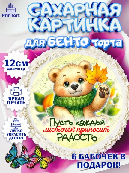 Сахарные круги 12см PT05, День рождения, осень, осенняя пора, листья, девочка, осенние листья, арт. PT0520219