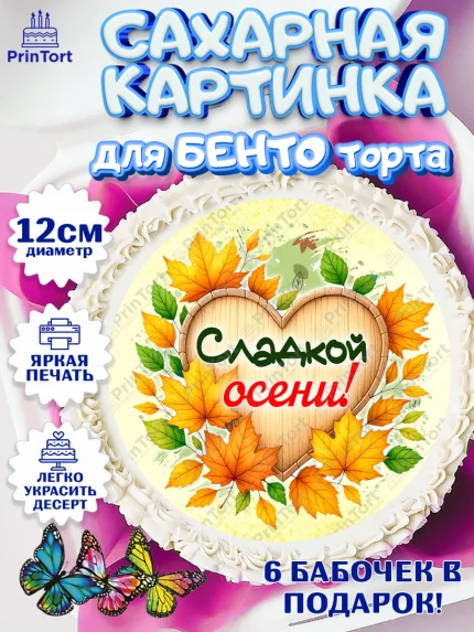 Сахарные круги 12см PT05, День рождения, осень, осенняя пора, листья, девочка, осенние листья, арт. PT0520220