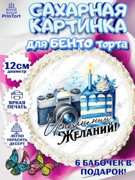 Сахарные круги 12см PT05, День рождения, мужчине, аксессуары, часы, медаль, подарок, очки, лев, арт. PT0520414