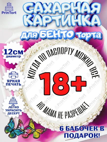 Сахарные круги 12см PT05, Приколы, прикол, мем, поздравление, 18+, Девушка, День рождения, арт. PT0522141