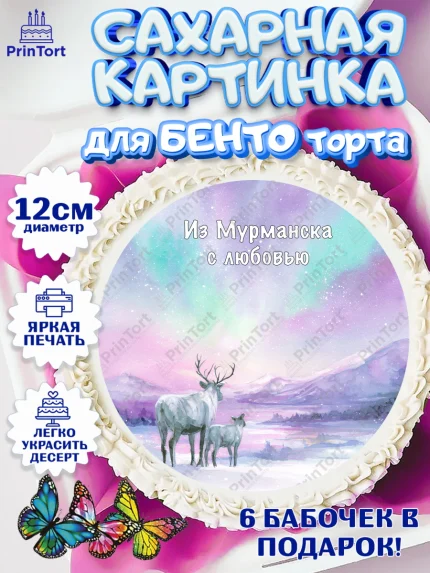 Сахарные круги 12см PT05, Мурманск, город Мурманск, любимый город Мурманск, из Мурманска с любовью, арт. PT0522266