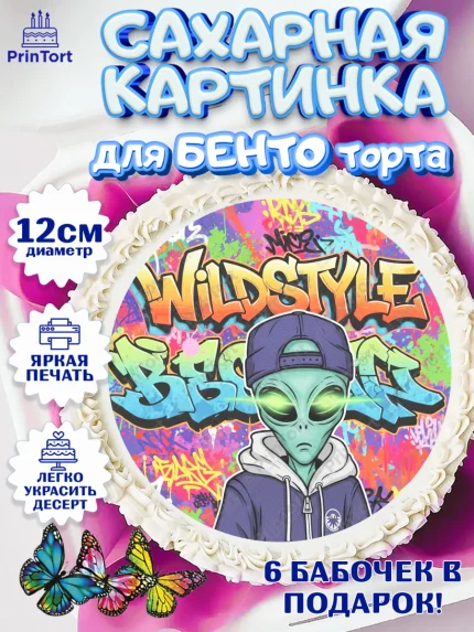 Сахарные круги 12см PT05, Граффити, рисунок, надпись, тинейджер, Девочка, День рождения, арт. PT0522285