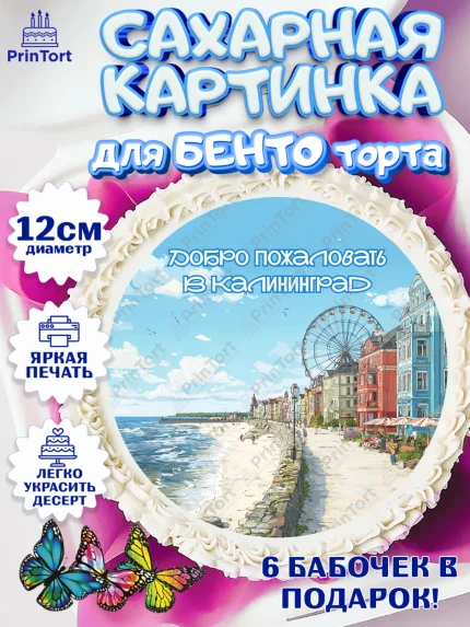 Сахарные круги 12см PT05, Калининград, город Калининград, с любовью из Калининграда, Девочка, арт. PT0522360