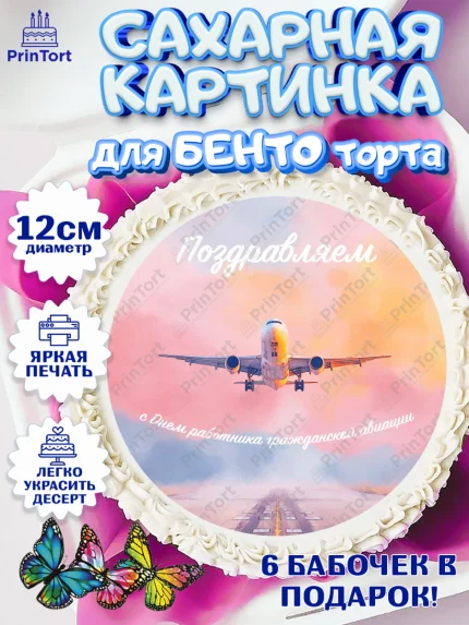 Сахарные круги 12см PT05, Авиация, пилот, стюардесса, самолет, путешествие, автопилот, билет, арт. PT0522549