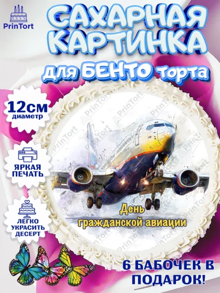 Сахарные круги 12см PT05, Авиация, пилот, стюардесса, самолет, путешествие, автопилот, билет, арт. PT0522551