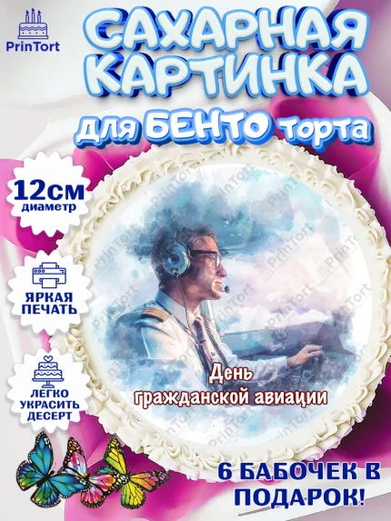 Сахарные круги 12см PT05, Авиация, пилот, стюардесса, самолет, путешествие, автопилот, билет, арт. PT0522555