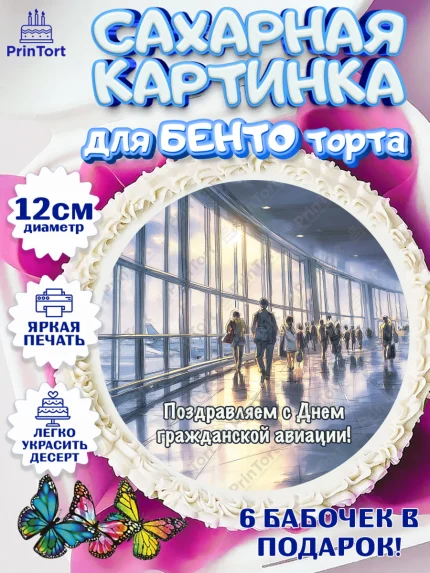 Сахарные круги 12см PT05, Авиация, пилот, стюардесса, самолет, путешествие, автопилот, билет, арт. PT0522556