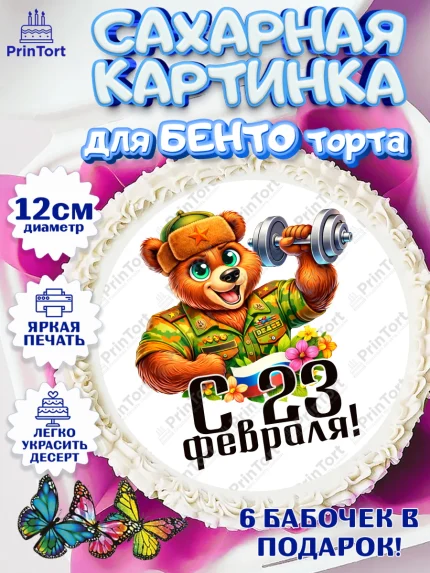 Сахарные круги 12см PT05, 23 февраля, День защитника отечества, военный, мужчина, танк, самолет, арт. PT0522826