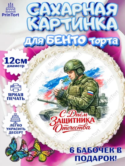 Сахарные круги 12см PT05, 23 февраля, День защитника отечества, военный, мужчина, танк, самолет, арт. PT0522831