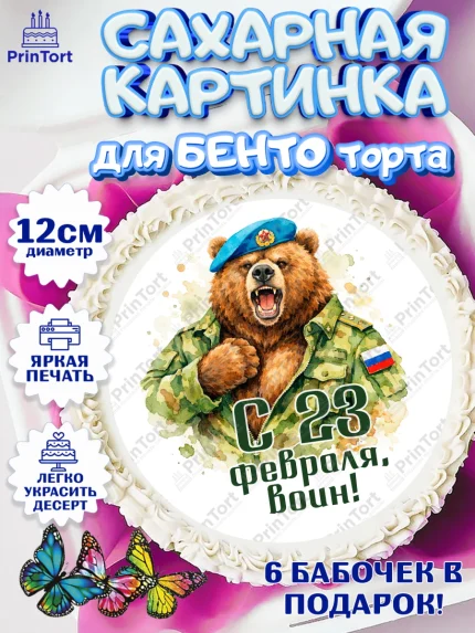 Сахарные круги 12см PT05, 23 февраля, День защитника отечества, военный, мужчина, танк, самолет, арт. PT0522832