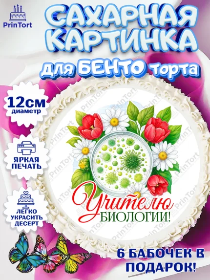 Сахарные круги 12см PT05, Подарок учителю, Надпись учителю, Выпускной, Последний звонок, Девушка, арт. PT0523031