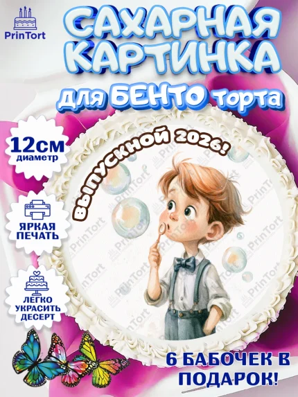 Сахарные круги 12см PT05, Выпускной в садике 2026, арт. PT0523058