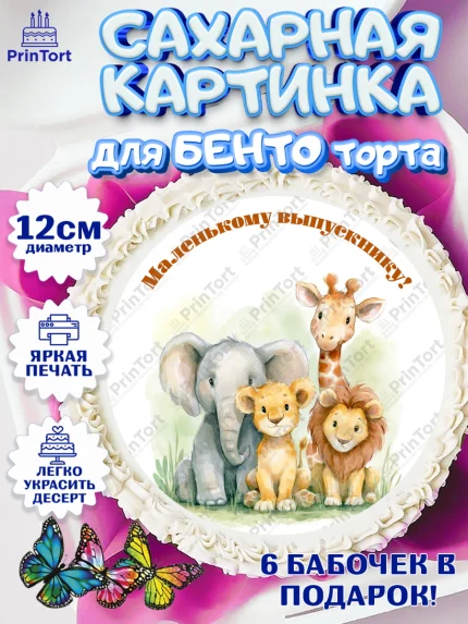 Сахарные круги 12см PT05, Выпускной в садике, Выпускной в садике. Поздравление с первым выпускным, арт. PT0523094