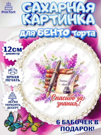 Сахарные круги 12см PT05, Подарок учителю, Девушка, Выпускной в школе, арт. PT0523159