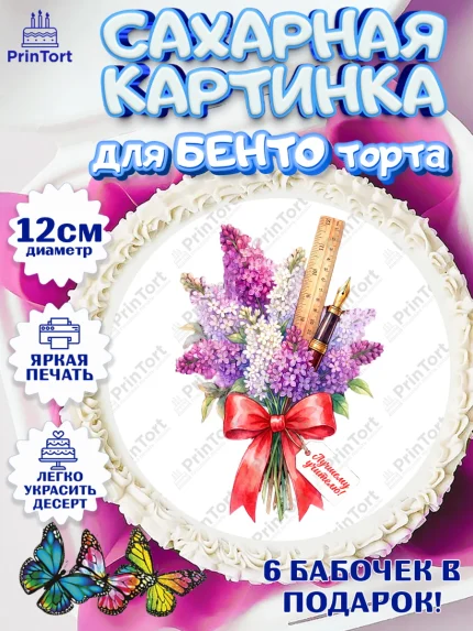 Сахарные круги 12см PT05, Подарок учителю, Девушка, Выпускной в школе, арт. PT0523164