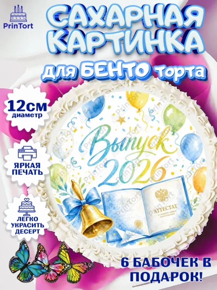 Сахарные круги 12см PT05, Выпускной в школе, арт. PT0523471