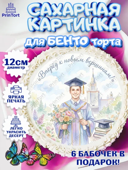Сахарные круги 12см PT05, Выпускной в университете, арт. PT0523527