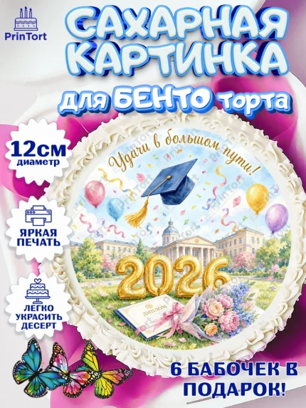 Сахарные круги 12см PT05, Выпускной в университете, арт. PT0523539